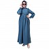Umbrella abaya with frills- Mist Blue